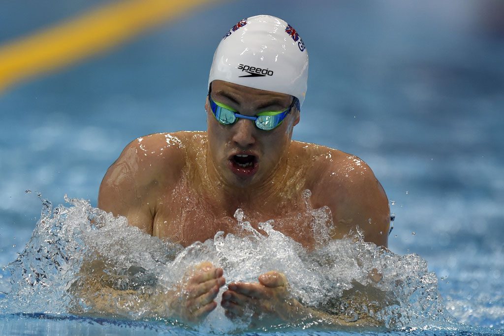 Craig Benson takes his Olympic bow in the 200m breaststroke. Pic: Simone Castrovillari