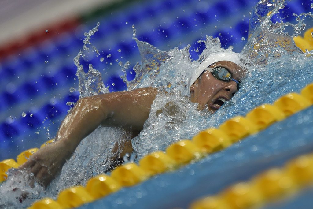 Aimee Willmott goes in the 400IM on day 1. Pic: Simone Castrovillari